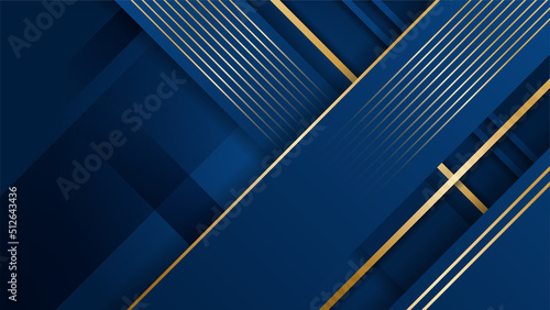 Golden abstract shapes on blue background