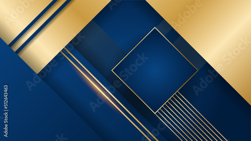 Golden abstract shapes on blue background