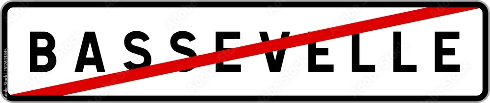 Panneau sortie ville agglomération Bassevelle / Town exit sign Bassevelle Panneau sortie ville agglomération Bassevelle / Town exit sign Bassevelle