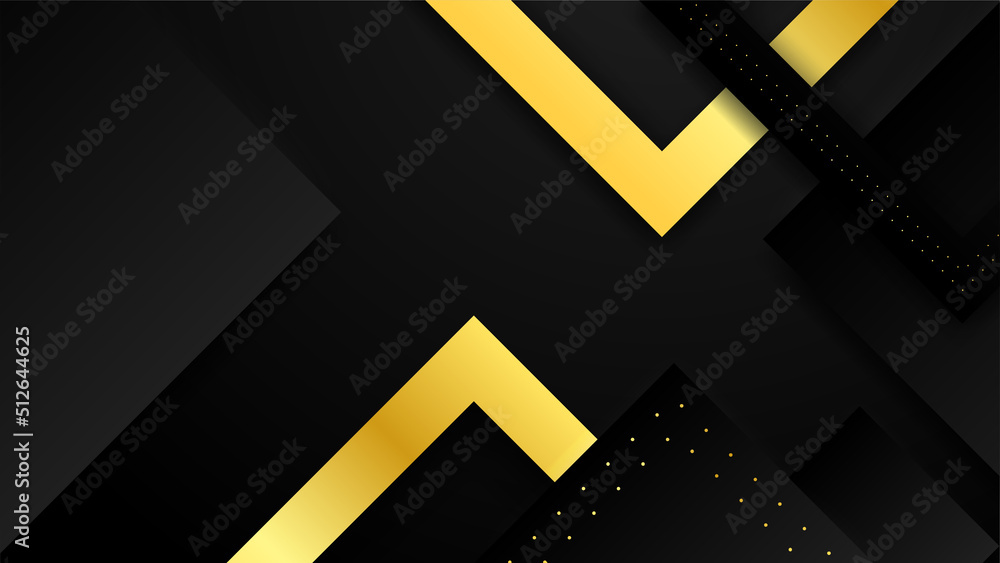 Abstract black and gold geometric shape background with golden lines Abstract black and gold geometric shape background with golden lines