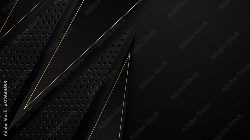 Abstract black and gold geometric shape background with golden lines Abstract black and gold geometric shape background with golden lines
