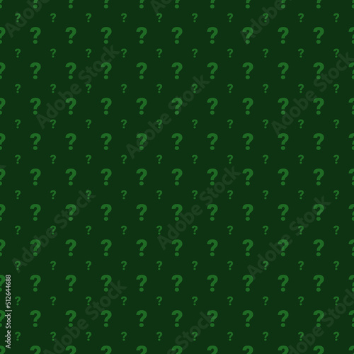 Question mark seamless pattern on green background. Vector illustration for backgrounds