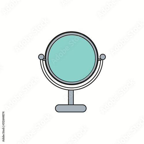 Metall flat icon is a simple fashionable glamorous round mirror Vector