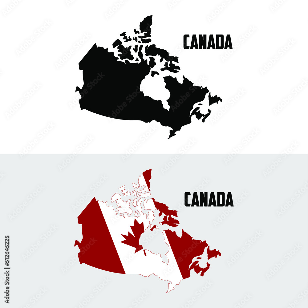 High detailed vector map - Canada. Black and white and color versions ...