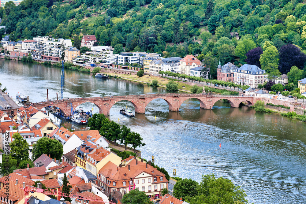 Neckar river with Old Bridge in Heidelberg, Germany