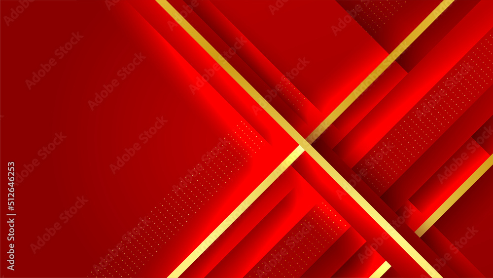 Fototapeta premium Abstract red and gold shapes background