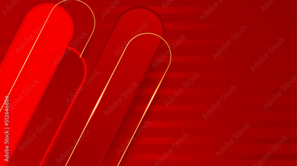 Red and gold background with lines abstract shapes