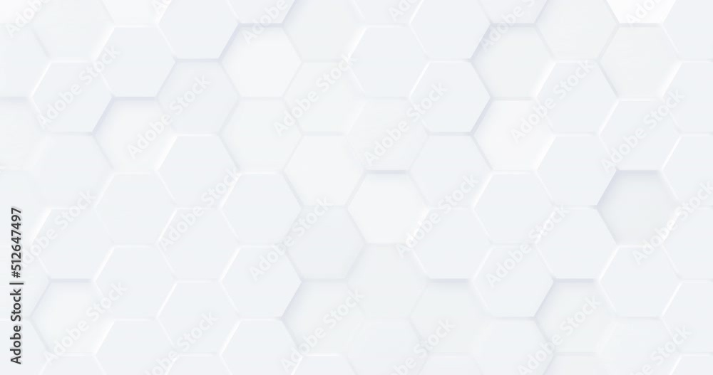 4k white geometric hexagonal abstract background. Hexagons on surface morphing. Neumorphism seamless loop 3D animation. Light bright clean minimal geometric grid pattern. Random waving motion banner