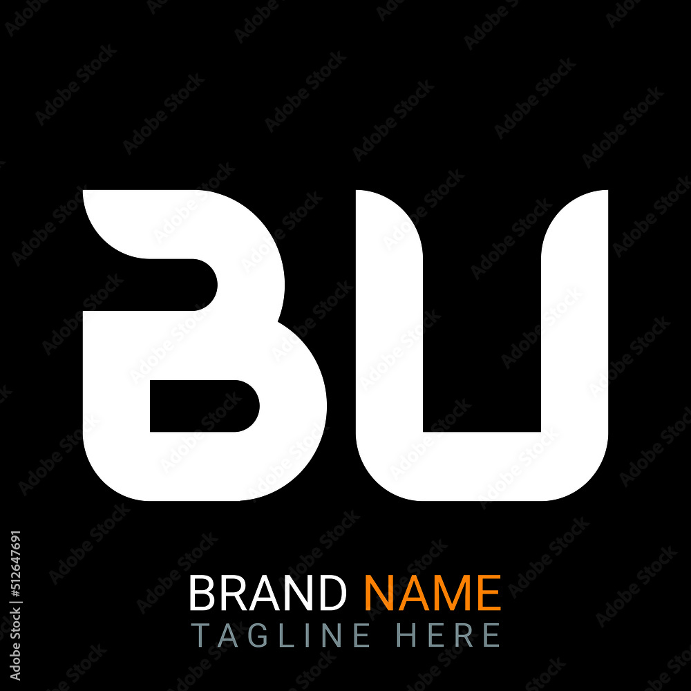 Bu Letter Logo design. black background. Bu Letter Logo design. black background.