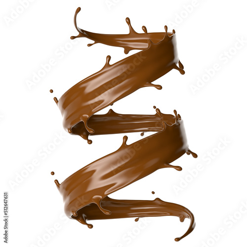 Fotografi Chocolate twist in tornado storm shape 3d render clipart