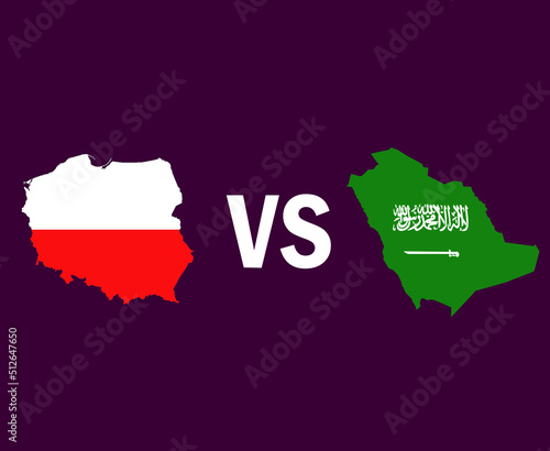 Poland And Saudi Arabia Map Symbol Design Europe And Asia football Final Vector European And Asian Countries Football Teams Illustration