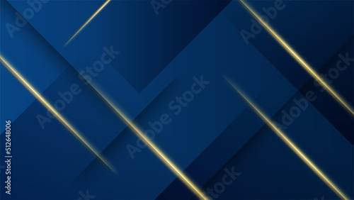 Abstract template dark blue luxury premium background with luxury geometric pattern and gold lighting lines.