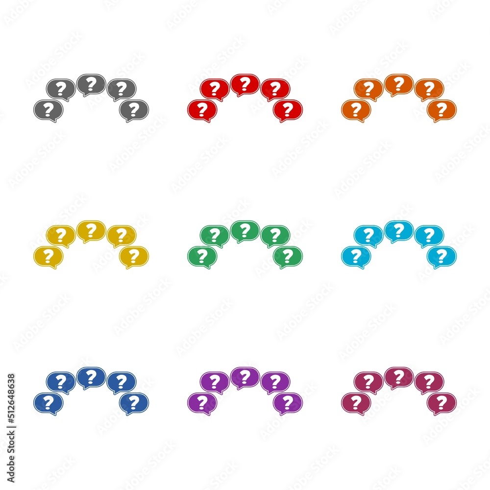 Speech bubbles Question mark icon isolated on white background. Set icons colorful Speech bubbles Question mark icon isolated on white background. Set icons colorful