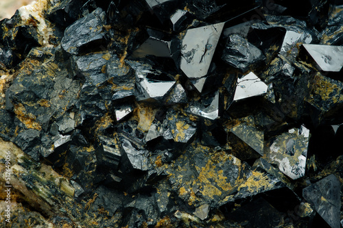 Magnetite (natural magnet, iron ore) detail close-up semi-precious gemstone macro  photo