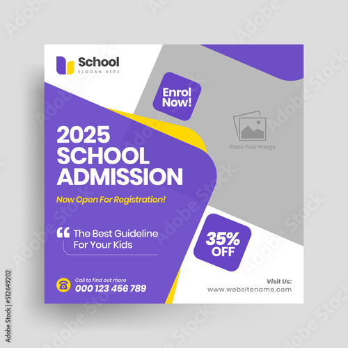 School admission social media post | instagram post web banner | back to school social media post.