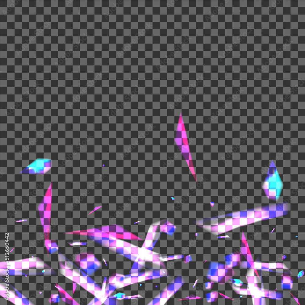 Multicolored Bokeh Background Transparent Vector. Confetti Starburst Wallpaper. Shine Explosion Texture. Violet Romance. Element Realistic Card.