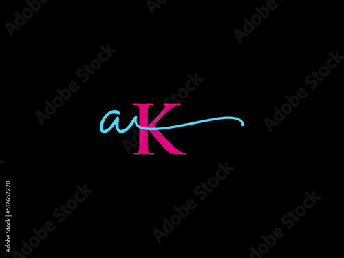 Abstract AK A k Colorful Signature Logo Letter Vector Icon Design For boutique photo