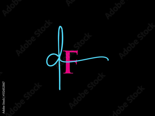 Initials DF Signature Logo, Signature Df fd Letter Logo Image For Apparel or Clothing Business photo