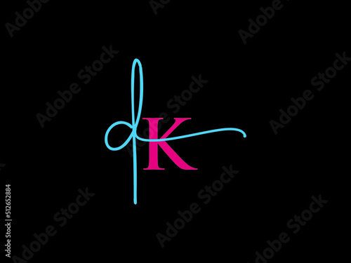 Initials DK Signature Logo, Signature Dk kd Letter Logo Image For Apparel or Clothing Business