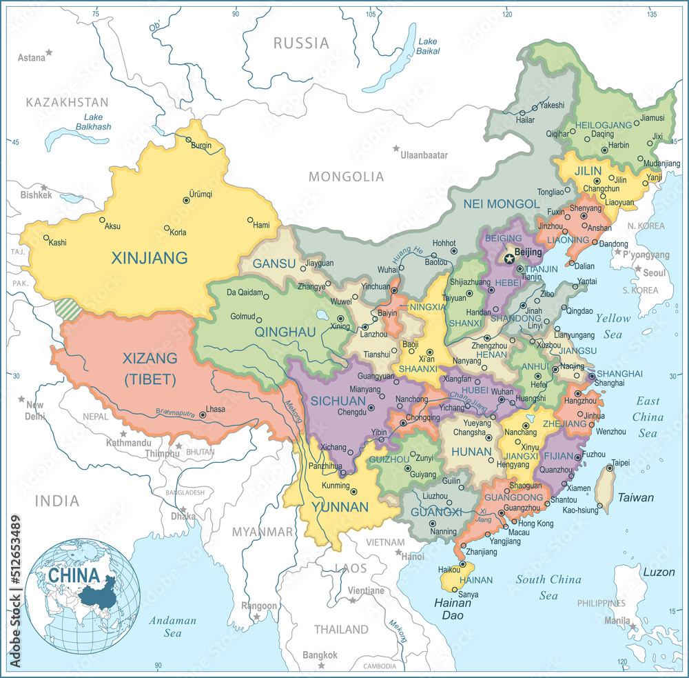 Map of China - highly detailed vector illustration