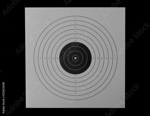 Single paper target isolated on black background and texture