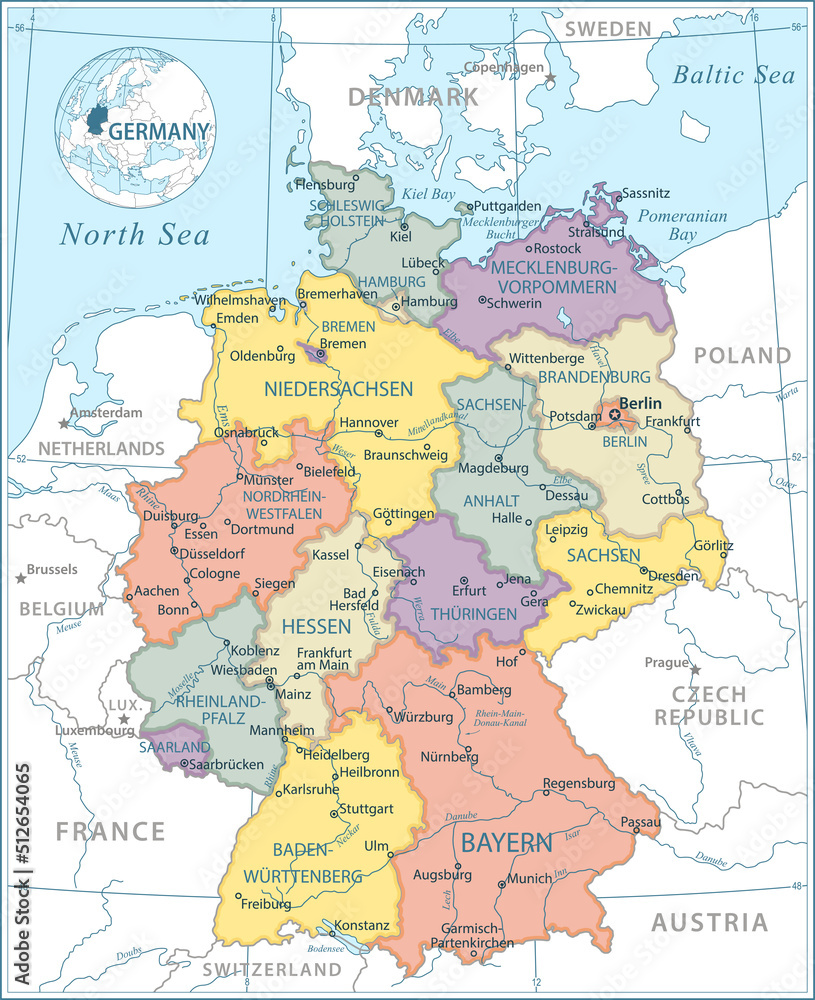 Map of Germany - highly detailed vector illustration