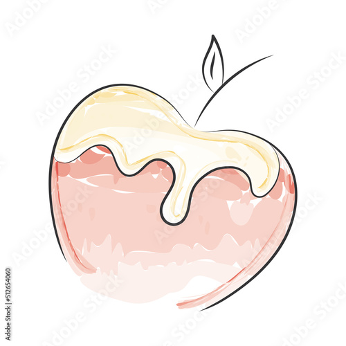 Isolated watercolor sketch of an apple with honey Vector