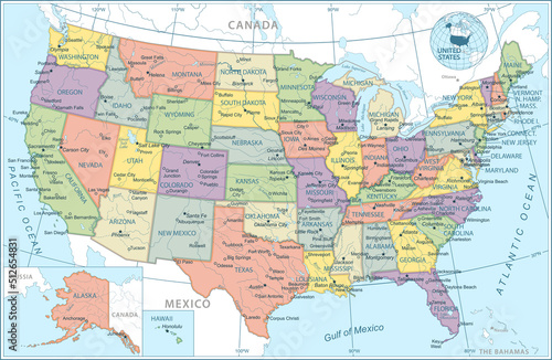 Map of United States - highly detailed vector illustration