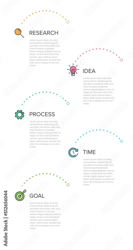 Fototapeta premium Vertical infographic design with icons and 5 options or steps. Thin line. Infographics business concept. Can be used for info graphics, flow charts, presentations, mobile web sites, printed materials.