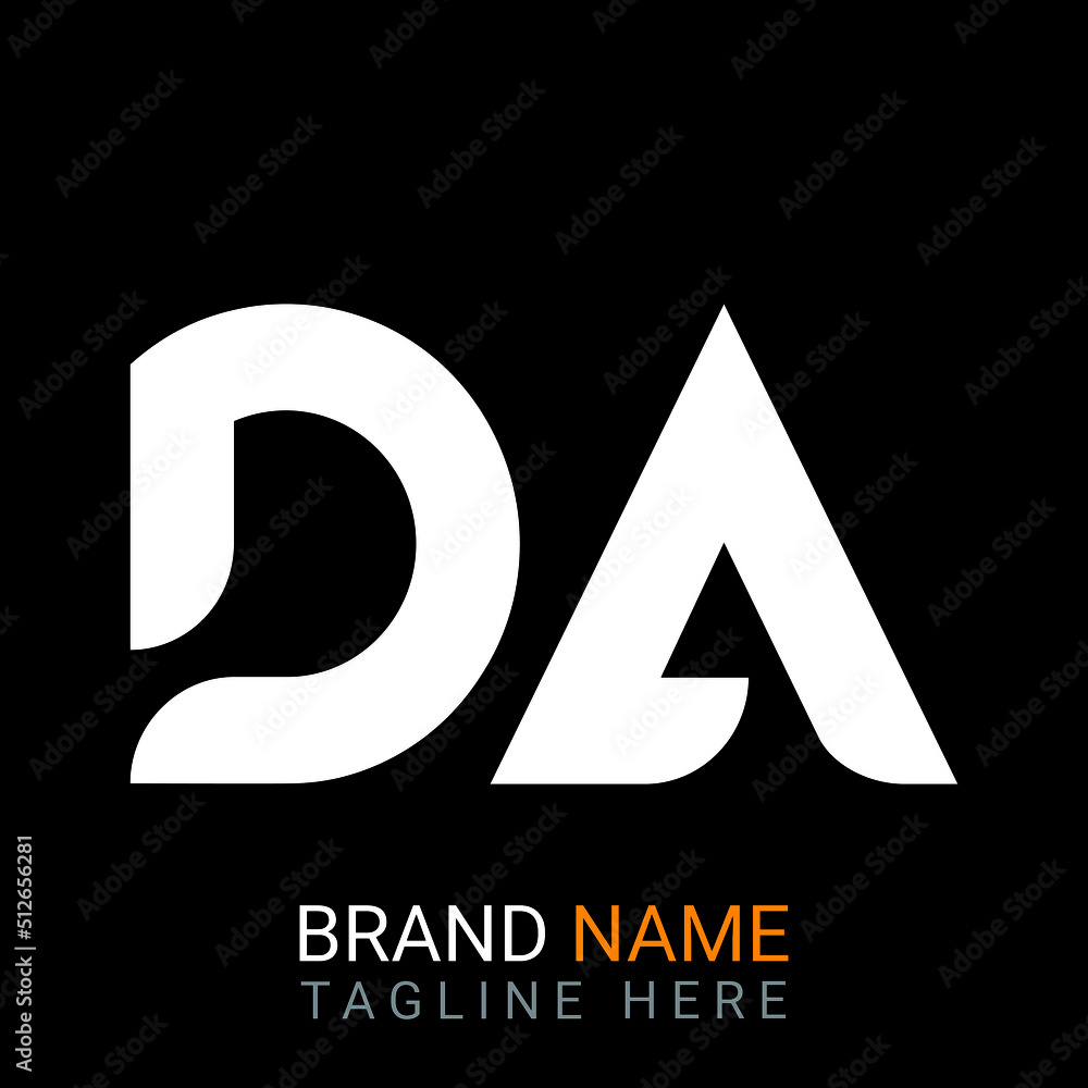 Da Letter Logo design. black background.