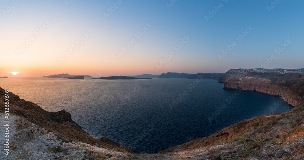 Akrotiri Historical Site, Evening Sunset View, Santorini Greece Akrotiri Historical Site, Evening Sunset View, Santorini Greece