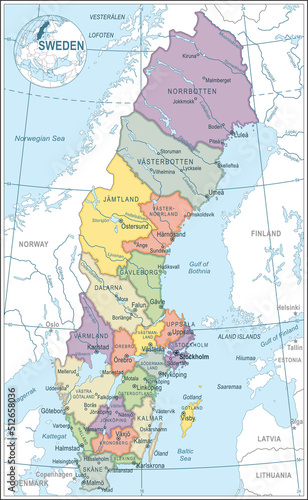 Map of Sweden - highly detailed vector illustration