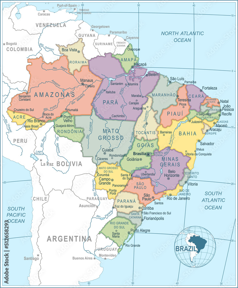 Map of Brazil - highly detailed vector illustration
