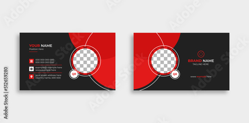 Red horizontal creative business card modern template