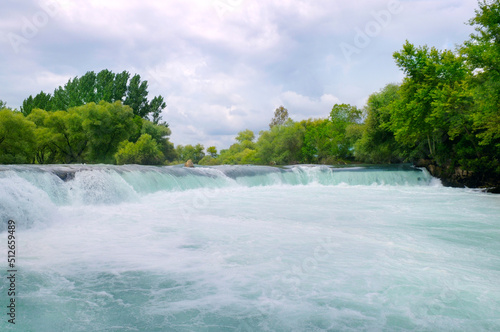 Waterfall Manavgat Turkey on a cloudy day.