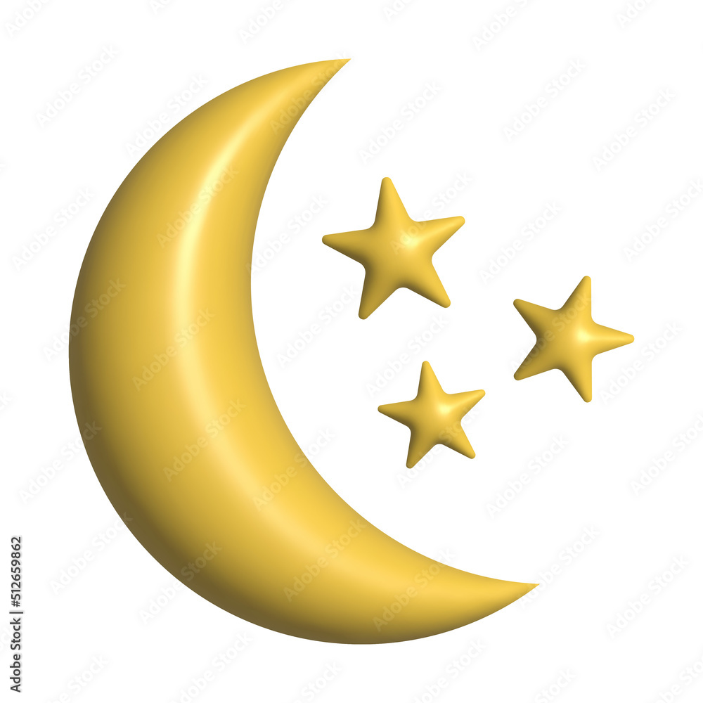 3d half month and stars icons. Weather symbols 3d half month and stars icons. Weather symbols