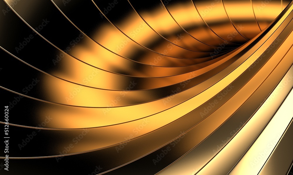 Gold metal background with waves and lines Gold metal background with waves and lines