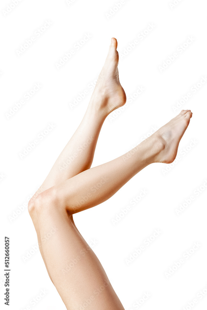 Beautiful woman legs on white background Beautiful woman legs on white background