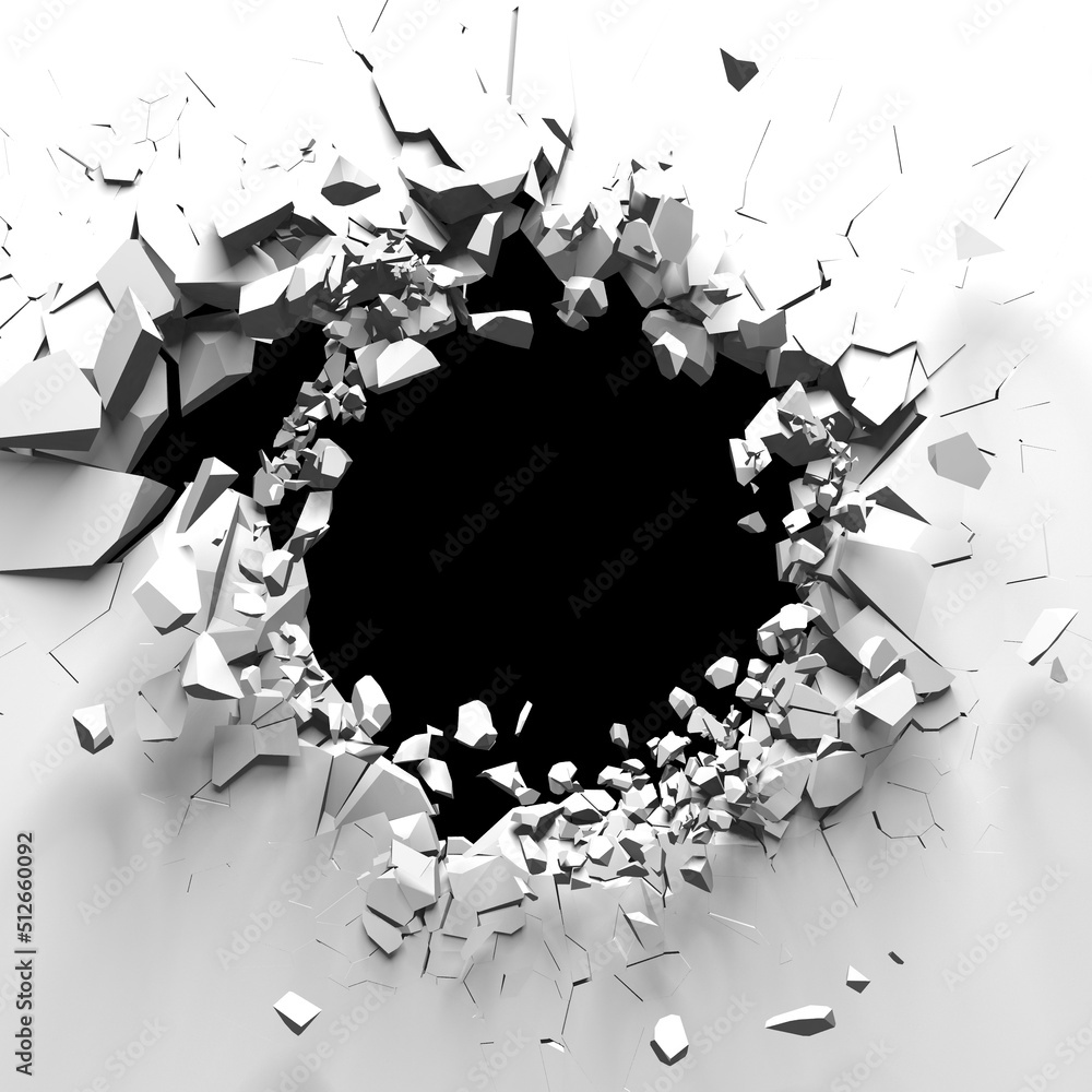Exploding wall with free area on center Stock Illustration | Adobe Stock