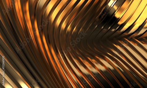 Gold metal background with waves and lines