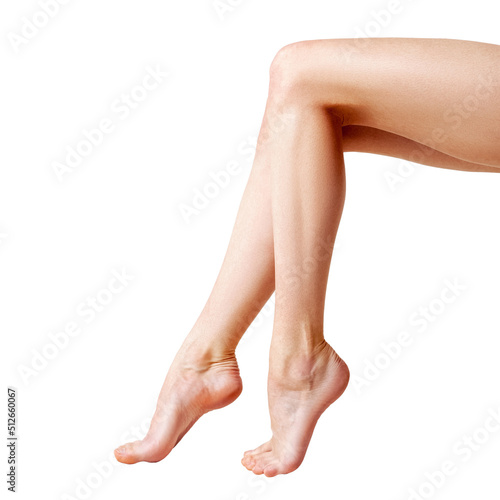 Beautiful woman legs on white background © VERSUSstudio