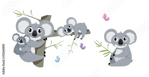 Photography Vector illustration of cute and beautiful koalas on white background