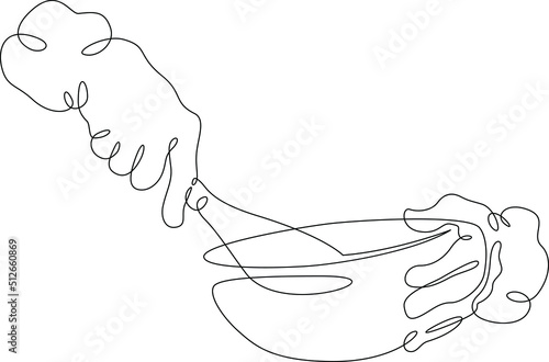 One continuous line.The confectioner prepares sweets. The baker makes a cake. Pastry. Confectionery.The chef cuts the meat. The hands of the cook. One continuous line is drawn on a white background.