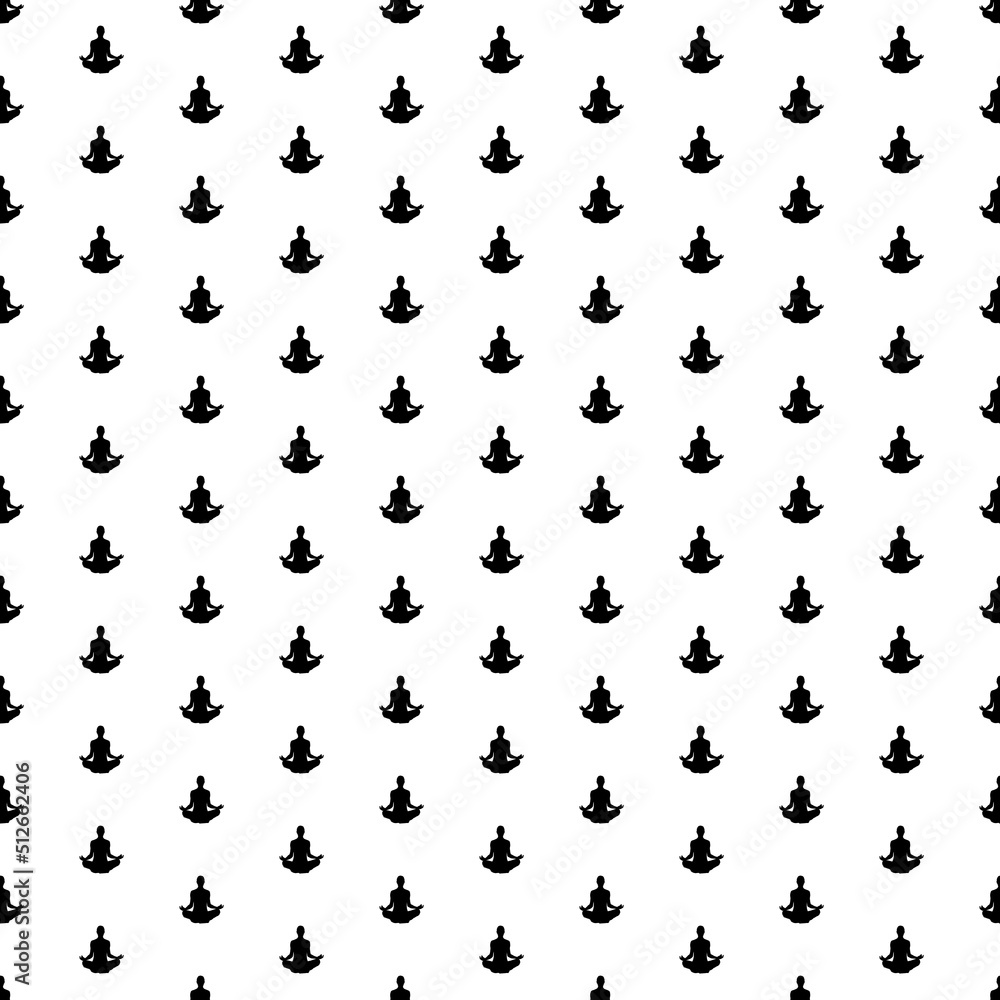 Square seamless background pattern from geometric shapes. The pattern is evenly filled with big black yoga symbols. Vector illustration on white background