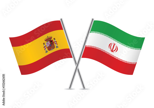 Free Download Spain and Iran crossed flags. Spanish and Iranian flags on white background. Vector icon set. Vector illustration. - GFXLoad