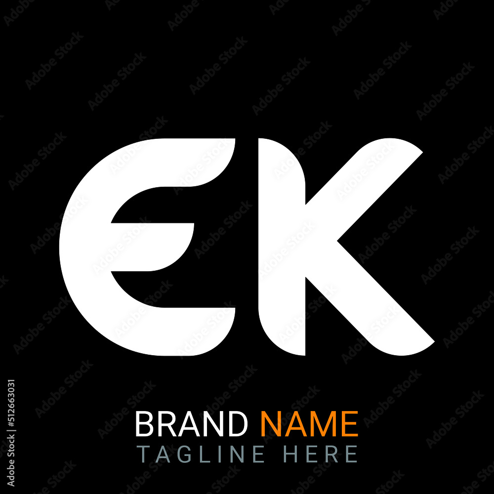 Obraz premium Ek Letter Logo design. black background.