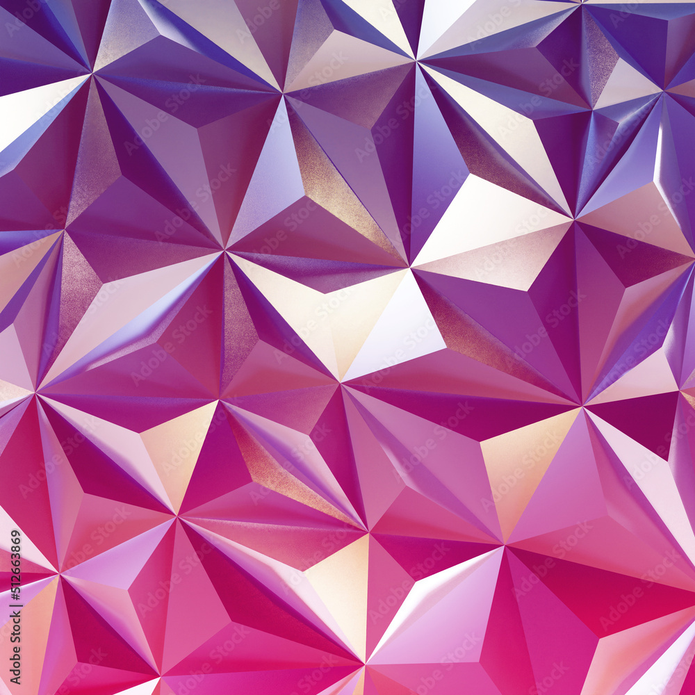 Abstract pink and purple low poly triangle geometric background. 3d rendering. Abstract pink and purple low poly triangle geometric background. 3d rendering.