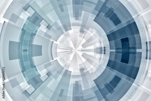 Gray and blue abstract technology circle tunnel background.
