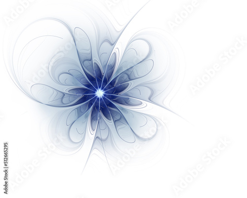 Abstract fractal blue flower on white background