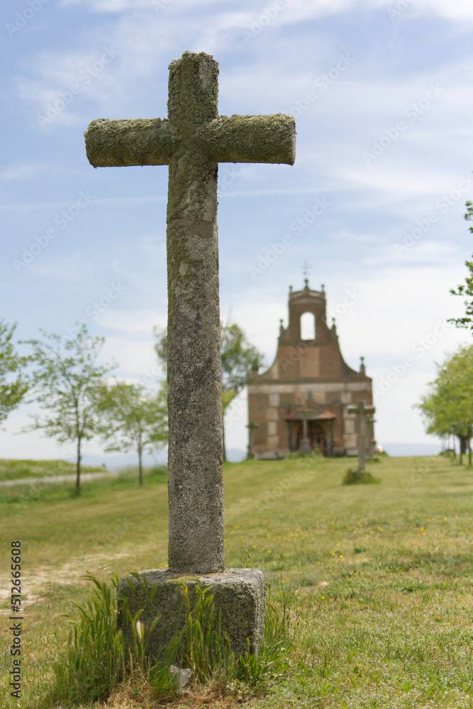 Calvary. stone cross marking the way to a hermitage. Calvary. stone cross marking the way to a hermitage.